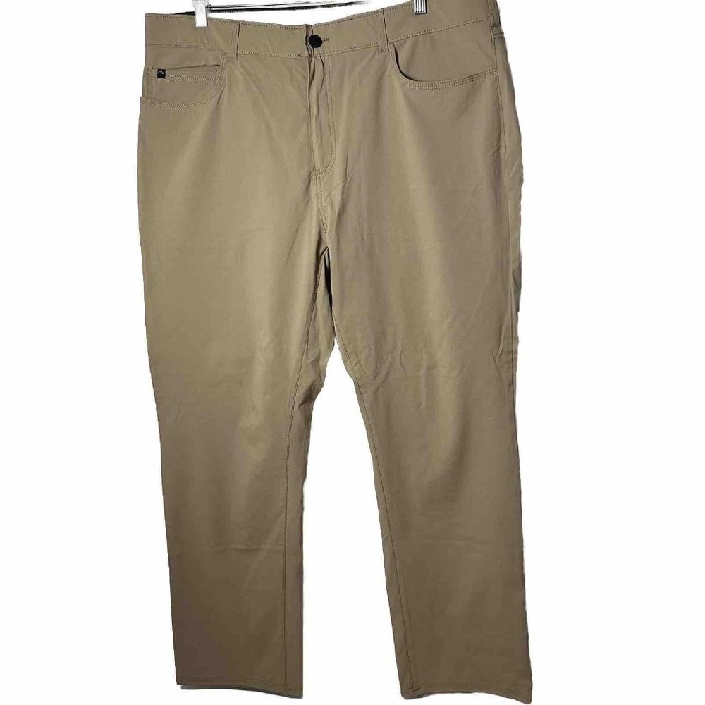 Denali Men's Tan Pants Nylon Stretch Straight Leg 5-Pockets Zip Fly 38 X 30